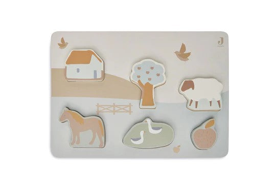 Jollein Holzpuzzle Farm 6-teilig mit Bauernhoftieren