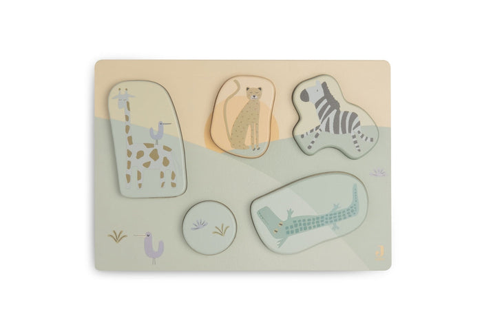 Jollein Holzpuzzle Jungle Jambo 5-teilig mit Dschungeltieren