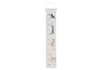 Jollein Messlatte Jungle Jambo in Oatmeal – 120 cm lange Baumwoll-Wachstumsmesslatte mit Dschungeltieren bis 140 cm