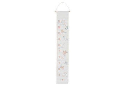 Jollein Messlatte Lovely Birds in Oatmeal – 120 cm lange Baumwoll-Wachstumsmesslatte mit Vögeln und Zweigen bis 140 cm Körpergröße