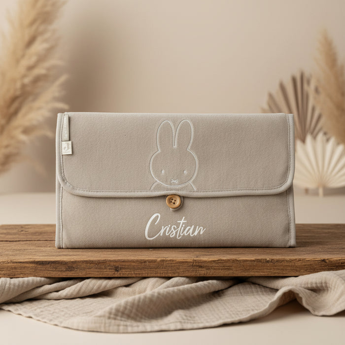 Jollein Miffy Wickelunterlage Frottee Olive Green 70 × 71 cm, personalisierbar