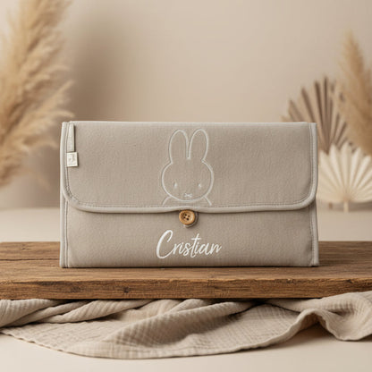 Jollein Miffy Wickelunterlage Frottee Olive Green 70 × 71 cm, personalisierbar