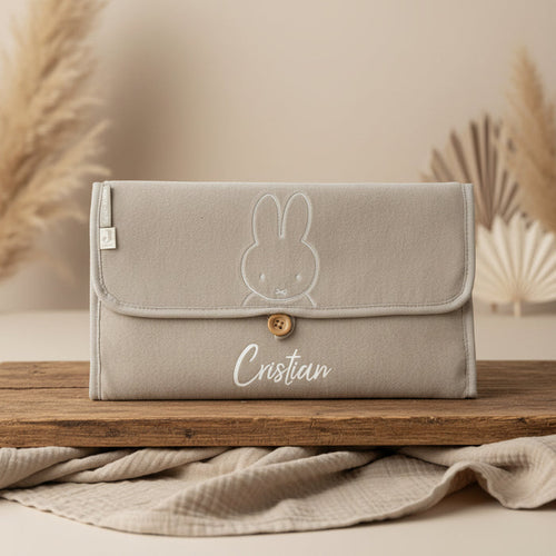 Jollein Miffy Wickelunterlage Frottee Olive Green 70 × 71 cm, personalisierbar