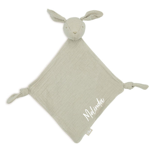 Jollein Schnuffeltuch Hase Olive Green 40 × 40 cm, personalisierbar