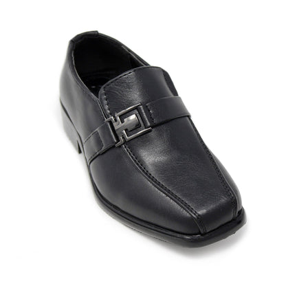 Junior Slip-on Dress Loafers w/ Side Buckle- Black