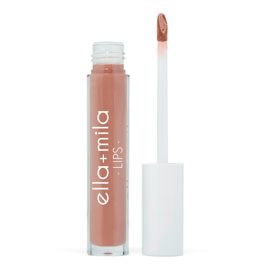 Just Enough peachy nude liquid lipstick tube with applicator wand – ella+mila Lips