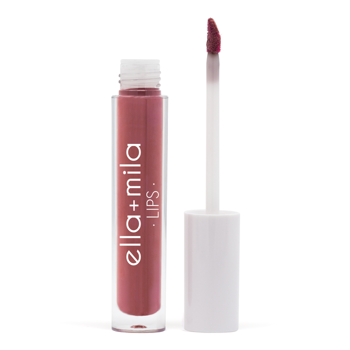 Just Right rosewood liquid lipstick tube with applicator wand – ella+mila Lips