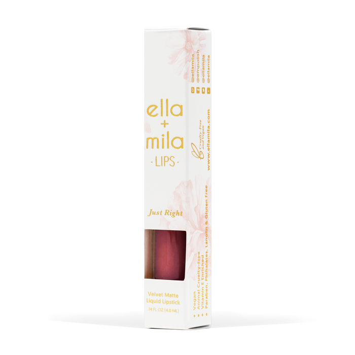Just Right liquid lipstick with its retail box