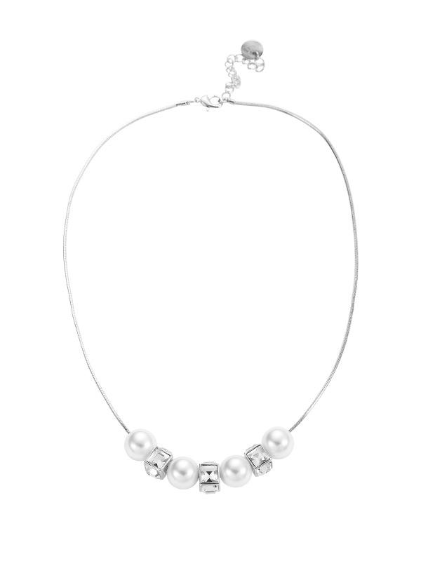 Karen Sampson Silver Necklace With Pearl & Diamanté Pendants - Franklins