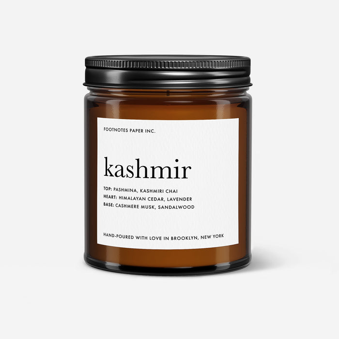 Kashmir Candle | Golden santal, kashmiri chai, sandalwood - Footnotes Paper