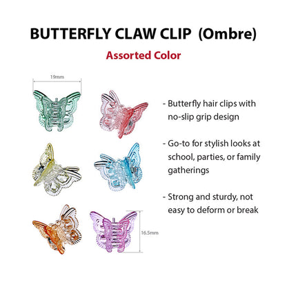 Assorted color kids butterfly hair clips with no-slip grip and sturdy design by RED BEAUTY by KISS