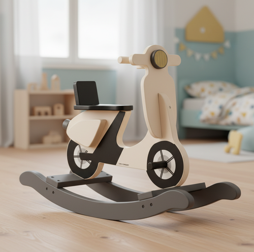 Kids Concept Schaukel-Scooter Beige aus Holz ab 18 Monaten