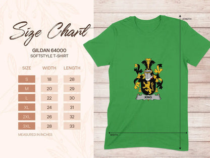 Green Gildan 64000 Softstyle T-Shirt with King Crest Design