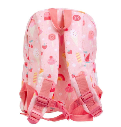 A Little Lovely Company kleiner Rucksack Eiscreme in Rosa – 7-Liter-Kinder-Rucksack mit gemustertem Design, Fronttasche und Brustschnalle