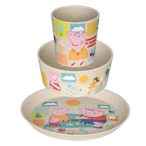 Koziol Connect Peppa Wutz Kindergeschirr Sand mit Teller, Schale und Becher