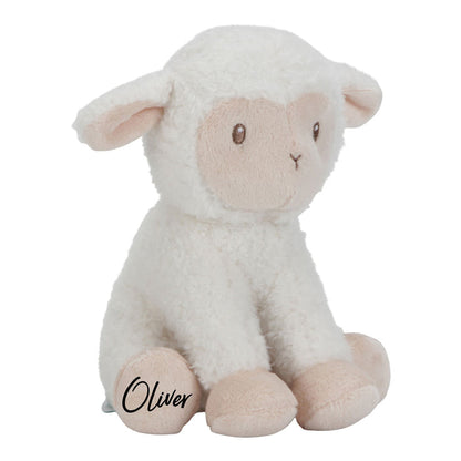 Personalisiertes Little Dutch Kuscheltier Schaf Little Farm 17 cm mit Name und Plott – weiches Geschenk für Babys ab Geburt