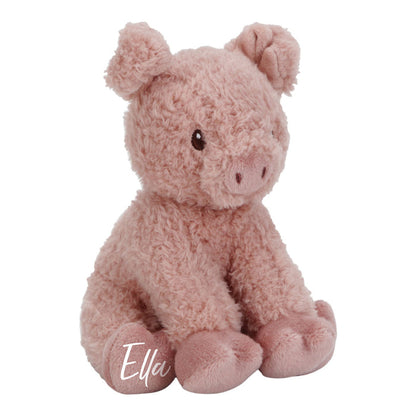 Personalisiertes Little Dutch Kuscheltier Schwein Little Farm 17 cm mit Plott – weiches Baby-Kuscheltier als individuelles Geschenk