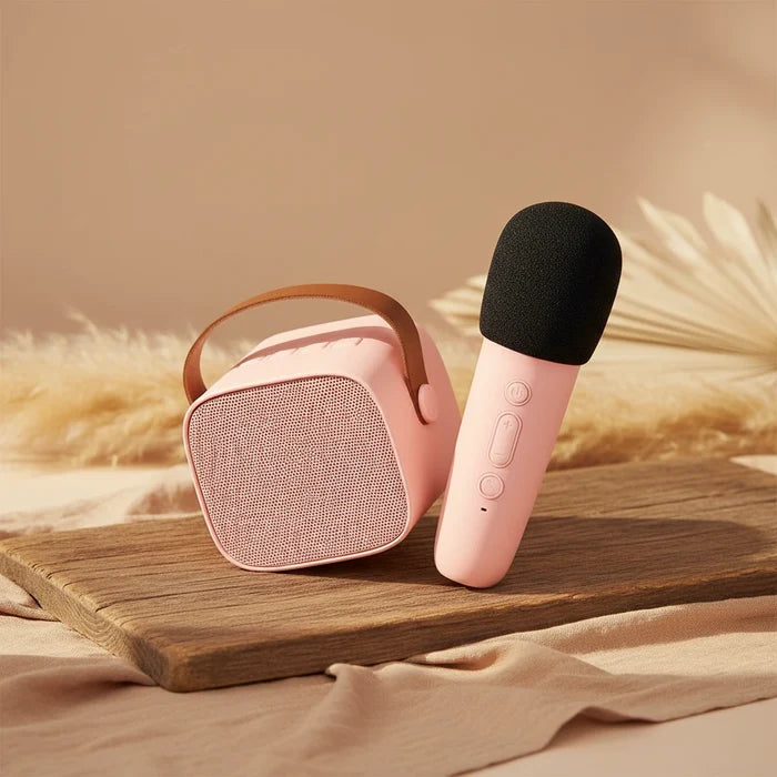 Lalarma Karaoke-Set Rose mit Bluetooth-Lautsprecher und kabellosem Mikrofon