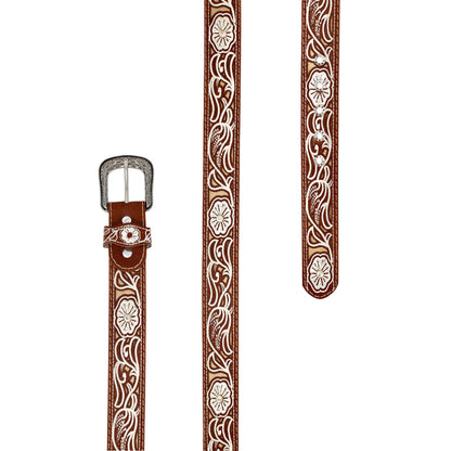 Laser Cowgirl Belt w/ Silver Buckle - Honey
