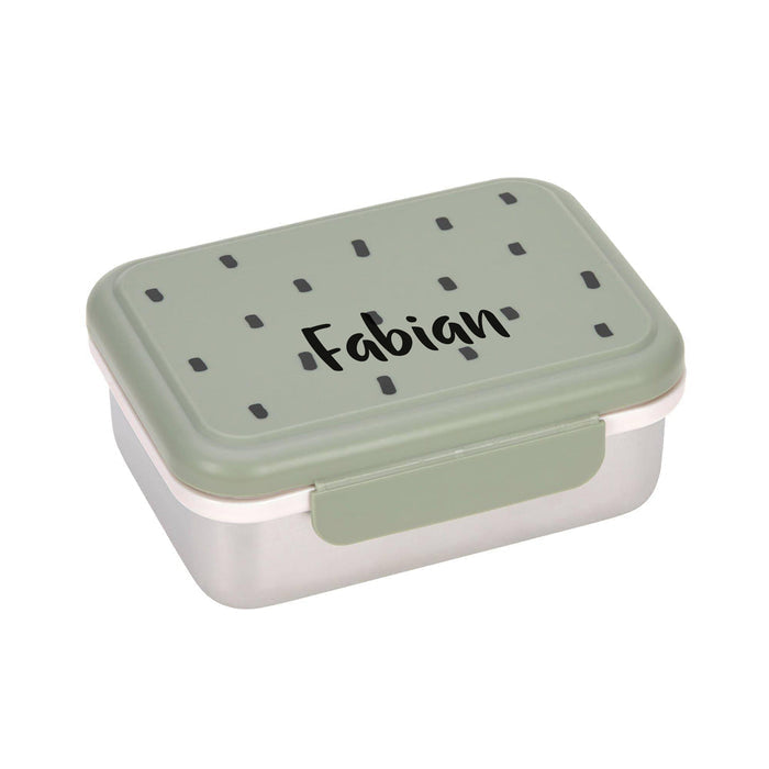 Lässig Happy Prints Edelstahl-Lunchbox Olive mit flexiblem Trenner, optional mit Namen personalisierbar