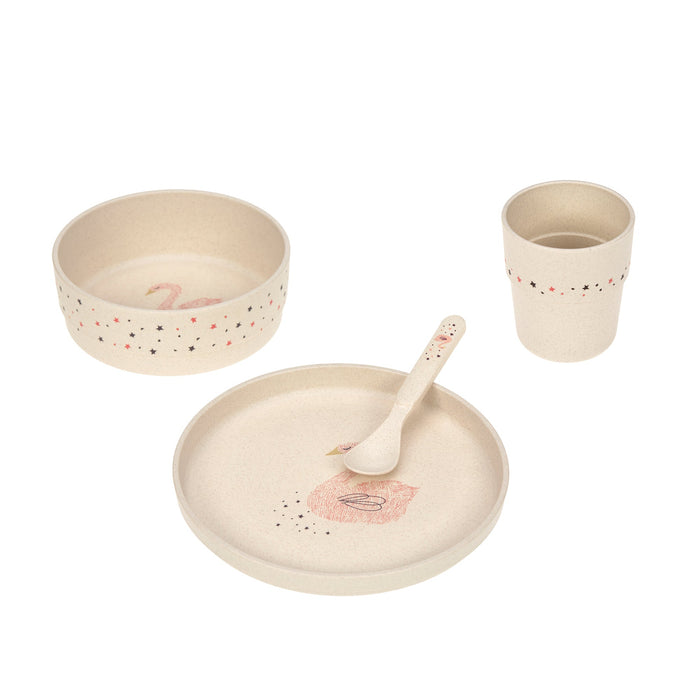 Lässig Little Water Swan Kindergeschirr mit Schwan-Motiv im 4-teiligen Set