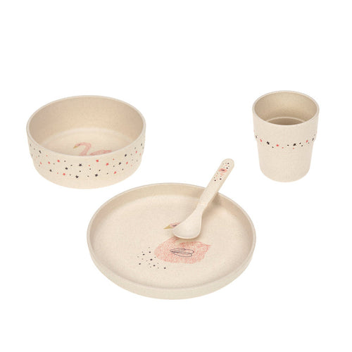 Lässig Little Water Swan Kindergeschirr mit Schwan-Motiv im 4-teiligen Set