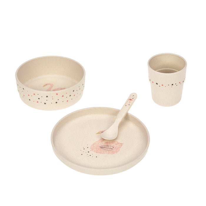 Lässig Kinder-Geschirrset Little Water Swan in Beige und Lila ab 12 Monaten