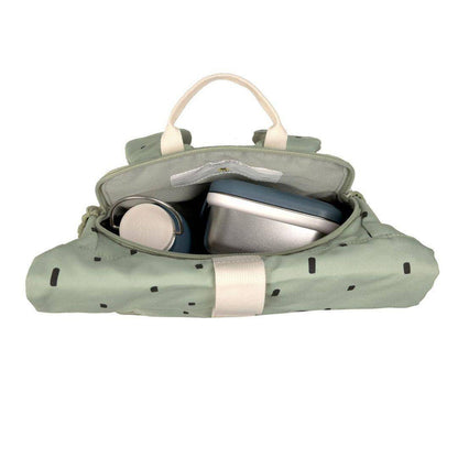 Lässig Mini Rolltop Rucksack Light Olive mit separatem Bodenfach