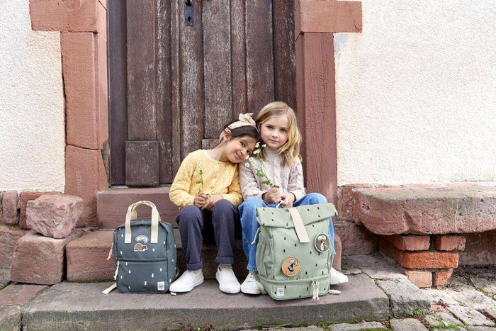 Lässig Mini Rolltop Rucksack Light Olive mit Reflektoren und verstellbaren Gurten