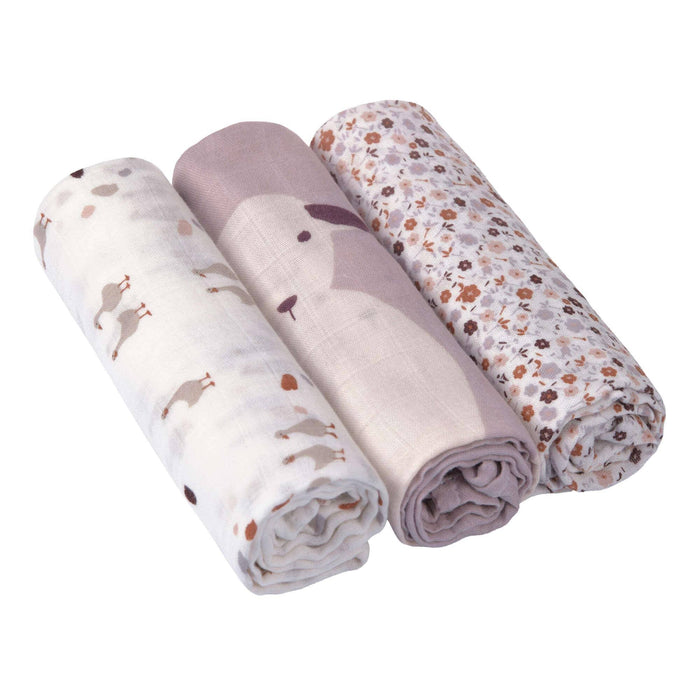Lässig Tiny Farmer Flowers Musselintücher im 3er-Set, 80 × 80 cm