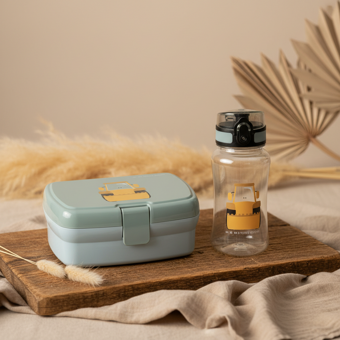 Lässig Pausen-Set Tiny Drivers Bagger mit Brotdose und 460-ml-Trinkflasche
