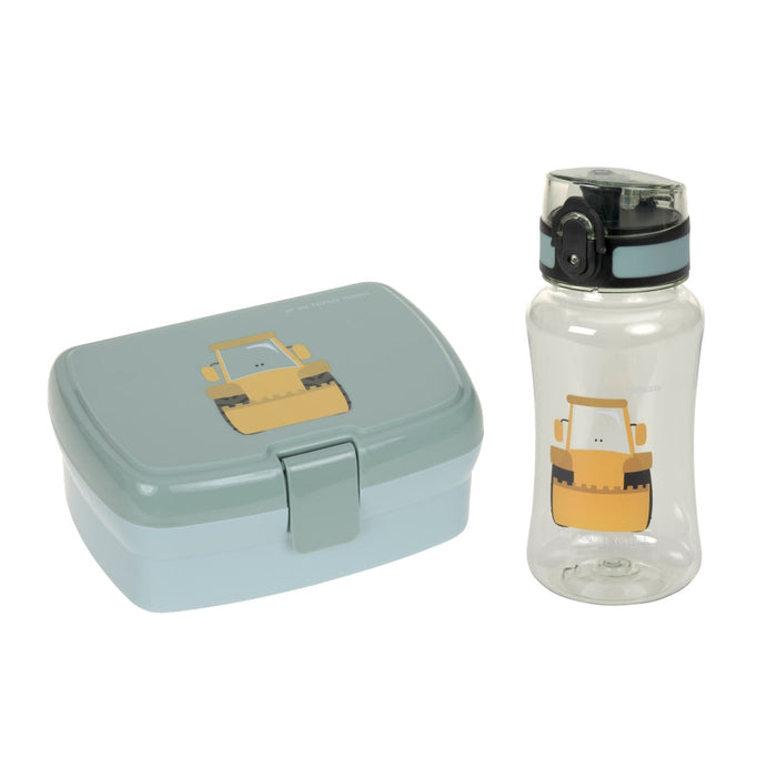 Lässig Tiny Drivers Bagger Lunch-Set mit Brotdose und Tritan-Trinkflasche