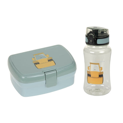 Lässig Tiny Drivers Bagger Lunch-Set mit Brotdose und Tritan-Trinkflasche