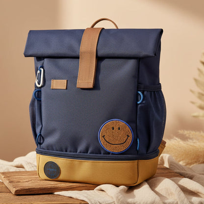 Lässig Little Gang Rolltop-Kindergartenrucksack Dunkelblau mit 9 bis 11 Liter Volumen