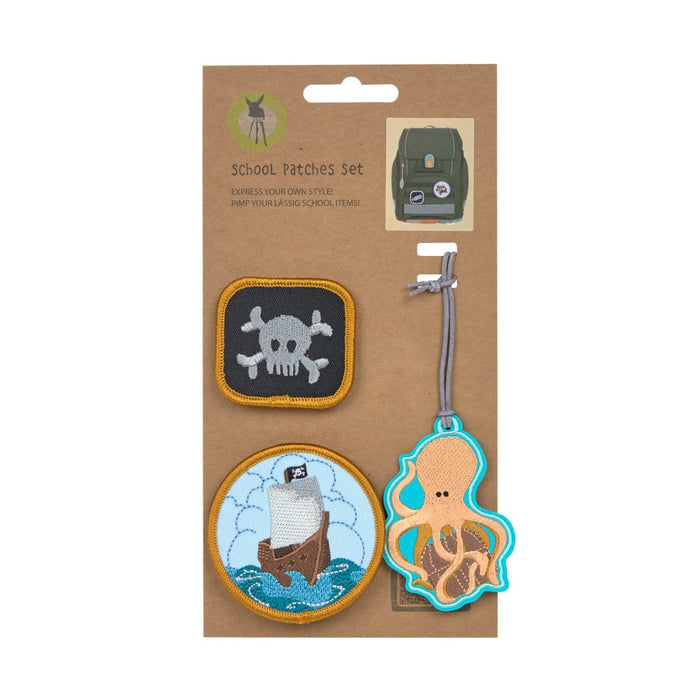 Lässig Schulranzen-Patches und Anhänger Piraten im 3-teiligen Set