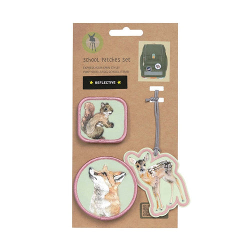 Lässig Schulranzen-Patches und Anhänger Wald im 3-teiligen Set