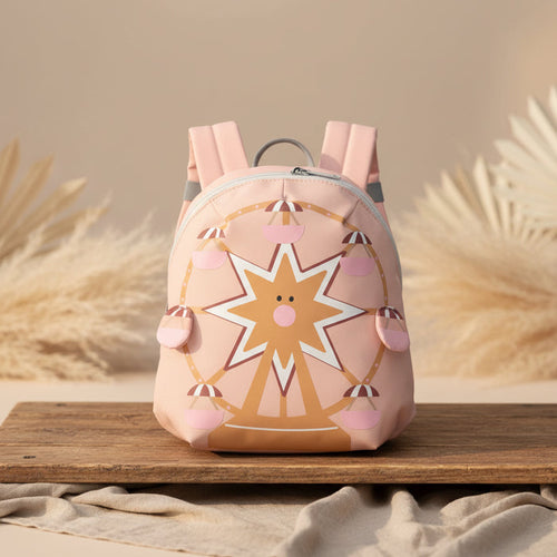 Kinderrucksack mit Riesenrad Motiv in Rosa fuer Kindergarten, Ausfluege und den Alltag mit kindgerechtem Design und praktischem Stauraum