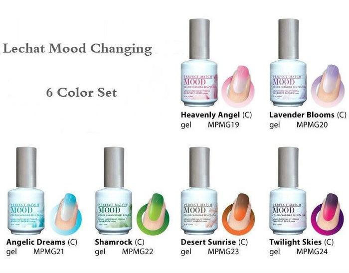 LeChat Perfect Match Mood Changing Gel Nail Polish 6 Colors Set (MG19 - MG24)