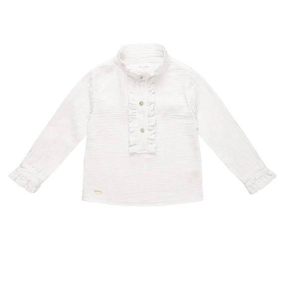 leevje Musselin-Bluse mit Rüschen in Weiß Größe 74/80