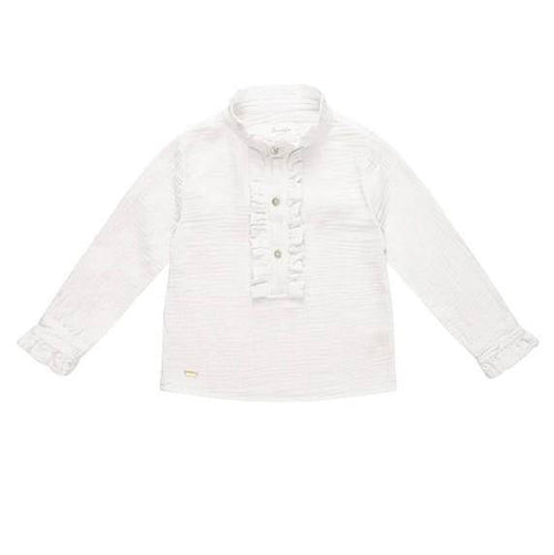 leevje Musselin-Bluse mit Rüschen in Weiß Größe 74/80