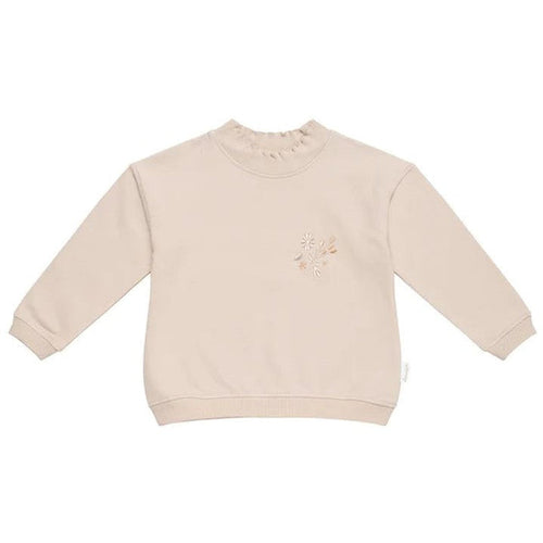 leevje Oversized Sweatshirt Powder Gray mit Rüschenkragen Größe 74/80