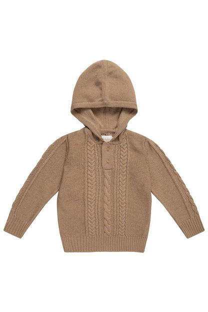 leevje Strick-Hoodie Walnut Braun aus Merinowolle Größe 98/104