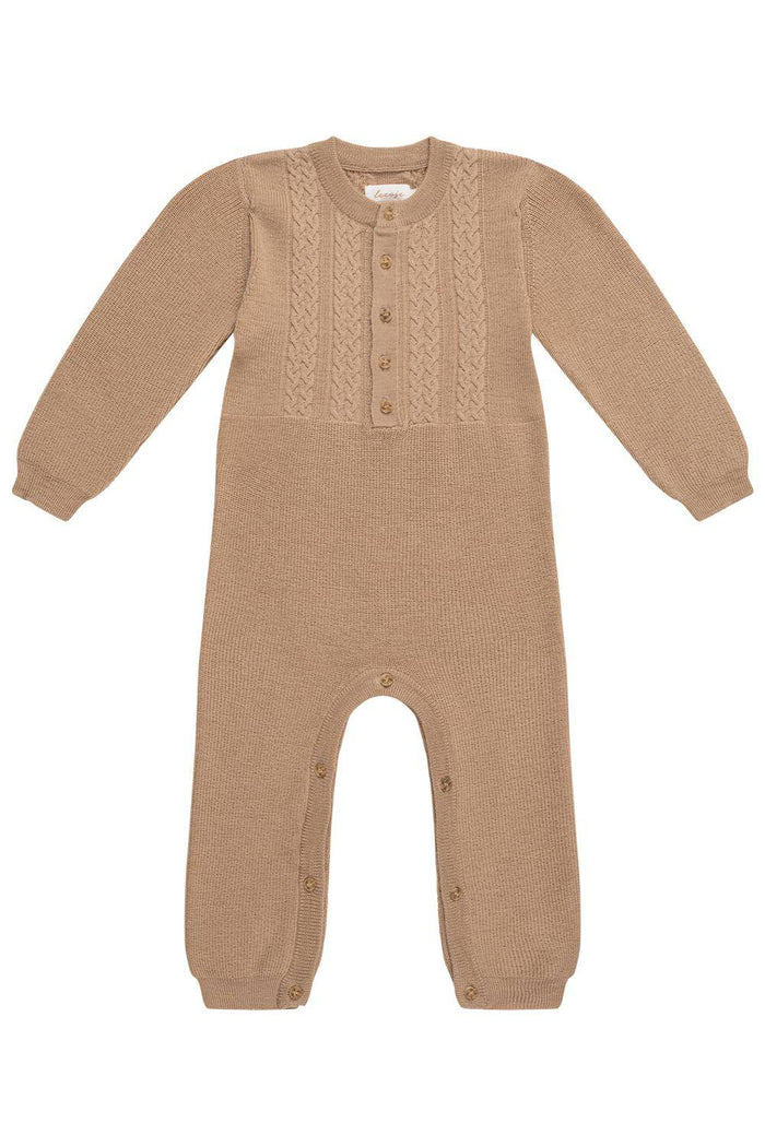 leevje Strick-Onesie Coffee Beige aus Merinowolle Größe 86/92