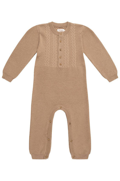 leevje Strick-Onesie Coffee Beige aus Merinowolle Größe 86/92