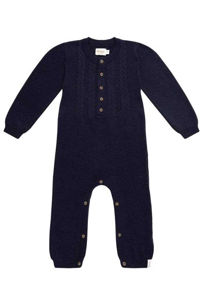 leevje Strick-Onesie Navy Blau aus Merinowolle Größe 86/92