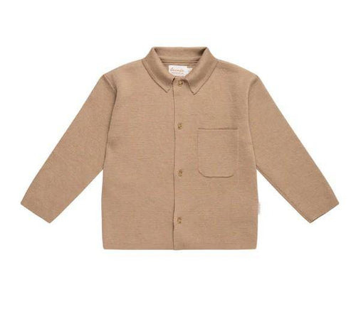 leevje Strickhemd Coffee Beige aus Merinowolle Größe 98/104