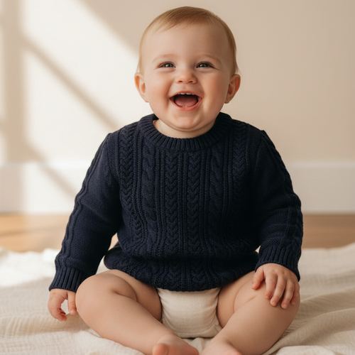 leevje Strickpullover Navy Blau aus Merinowolle