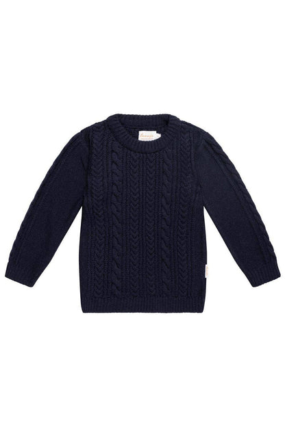 leevje Strickpullover Navy Blau aus Merinowolle Größe 74/80