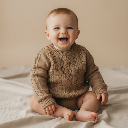 leevje Strickpullover Walnut Braun aus Merinowolle Größe 98/104