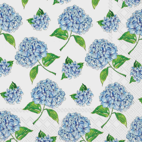 Light Blue Hydrangea Pattern Cocktail Napkins - Pack of 20 - Main View - Boston International